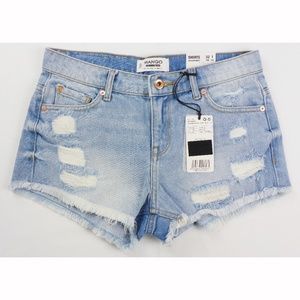 ❣ Mango MNG Women's Distressed Denim Shorts sz 1
